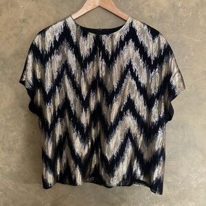 Banana Republic Metallic Chevron Dolman Short Sleeve Blouse